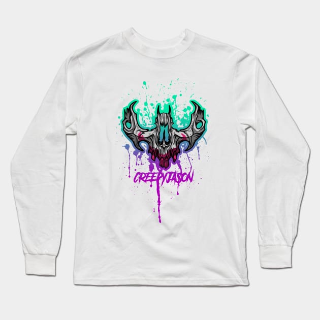 Bat Skull Long Sleeve T-Shirt by creepyjason